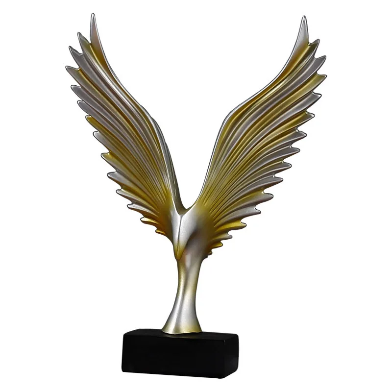 

European-style Home Decore Vivid Creative Resin Crafts Angel Wings Figurine Entrance TV Cabinet Office Decoration Wholesale
