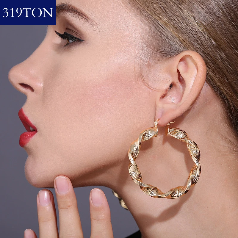 

319TON vintage earings drop 18KGold Color dangle earrings gold hoop earrings luxury earings big fashion jewelry 2021 wholesale