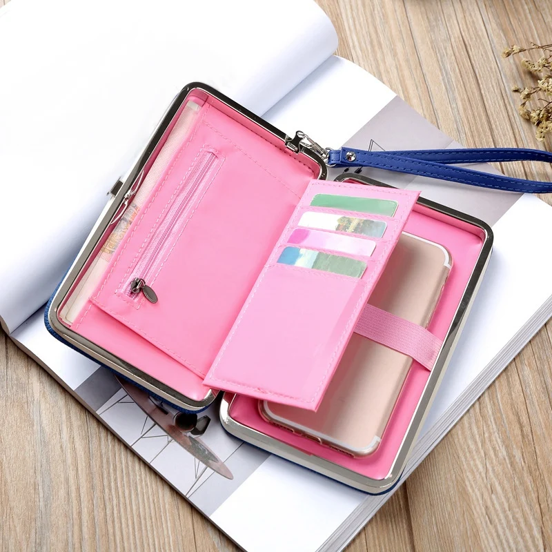 

Wallet Bowknot Ladies Wallet Female Card Holder Mobile Phone Bag PU Ladies Purse Hold Ladies Wallet