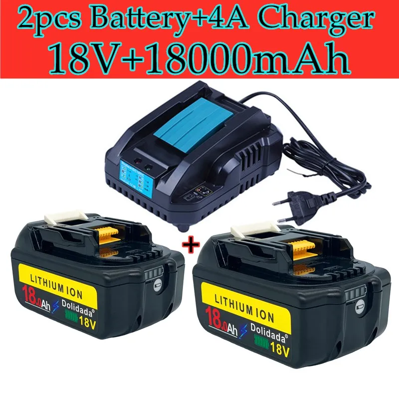 

2021 new bl1860 rechargeable battery 18V 18000mah Li ion Makita 18V battery bl1840 bl1850 bl1830 bl1860b + 4A charger