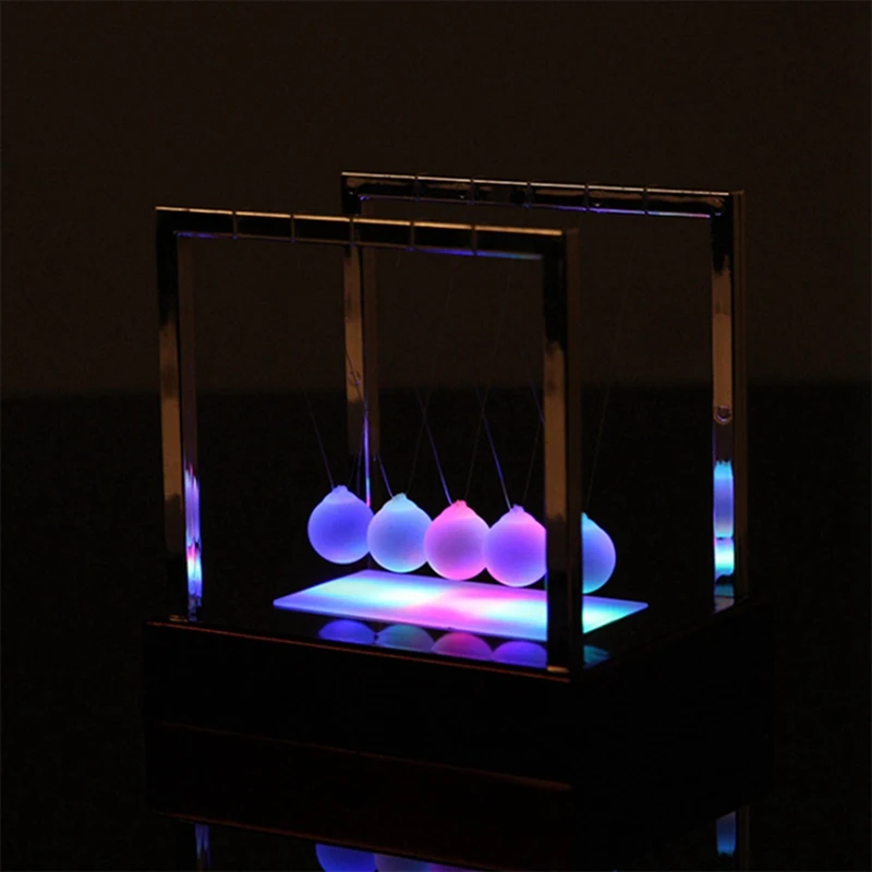 1 Pcs Newtons Cradle LED Light Up Kinetic Energy Home Office Science Toys &amp Glass Flower Vase with Metal Stand | Дом и сад