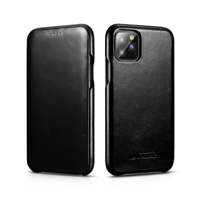 ICARER чехол из натуральной кожи для iPhone 11/Pro/Max роскошный флип-чехол для Apple iPhone 11 Pro Max чехол s - Цвет: Черный