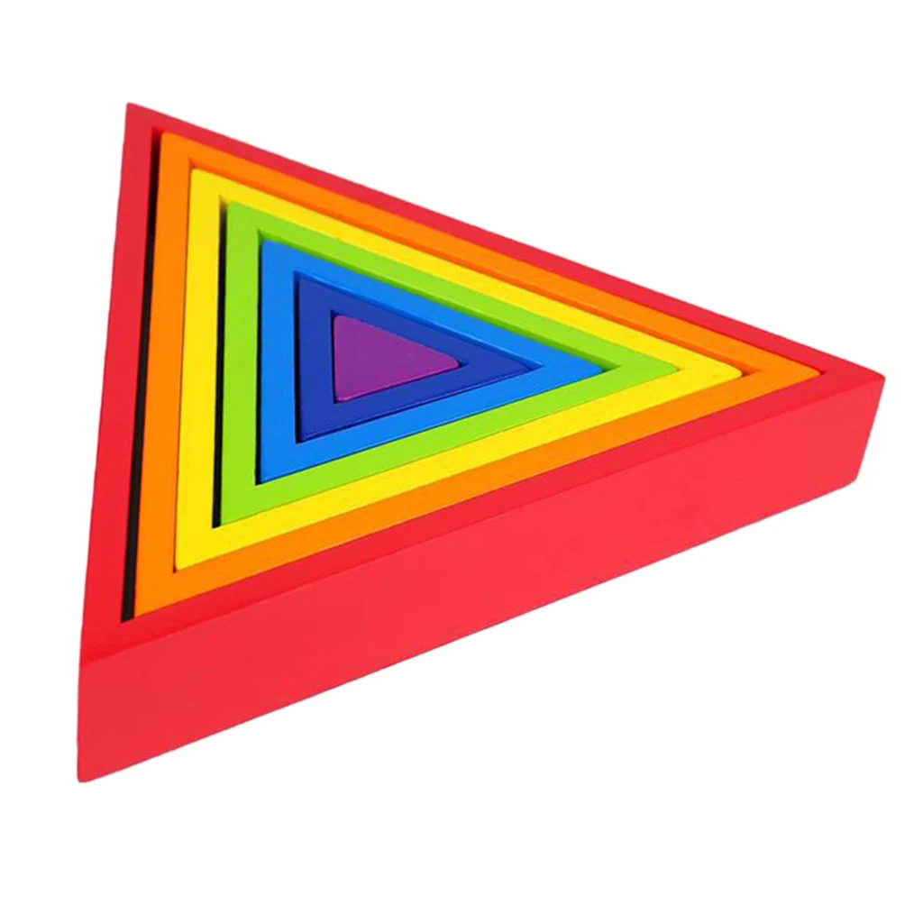 Деревянные радужные строительные блоки детские игрушки Монтессори для малышей 7