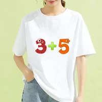 interesting numbers t shirts 90s korean style printed tees female t shirt short sleeve white tshirt for lady female clothing
