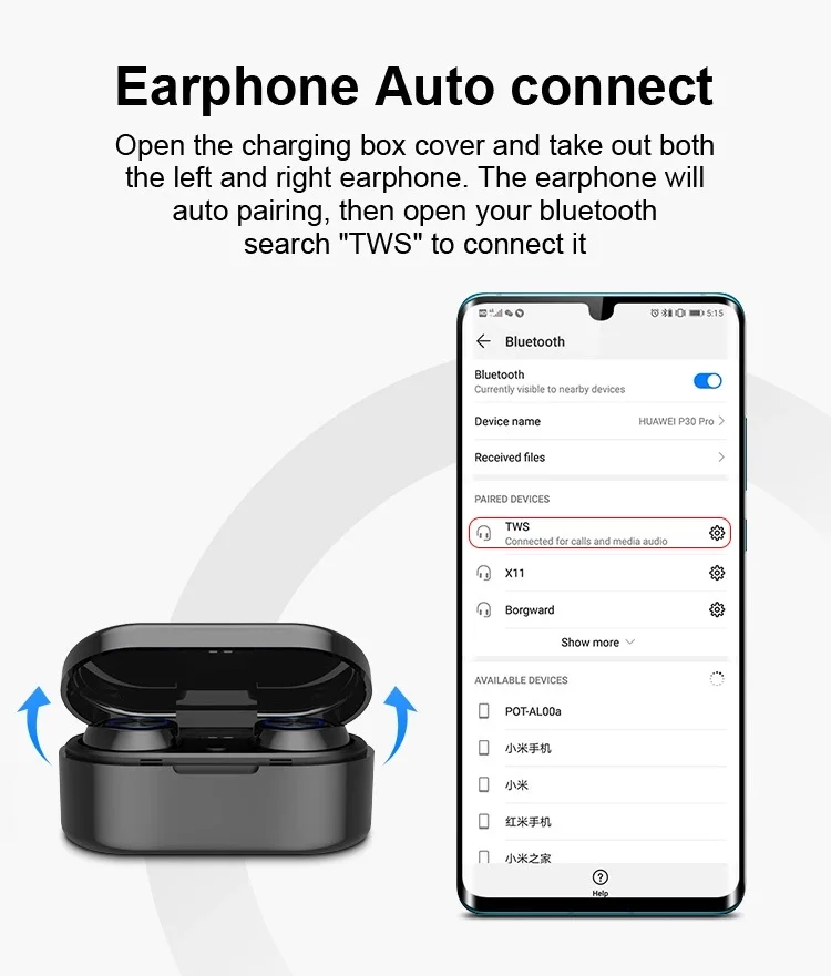 TWS беспроводные Bluetooth V5.0 наушники 5D бинауральные портативные стереонаушники
