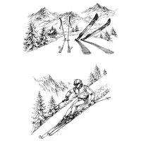 azsg snow mountain skiing clear stamps for diy scrapbooking decorative card making crafts fun decoration supplies