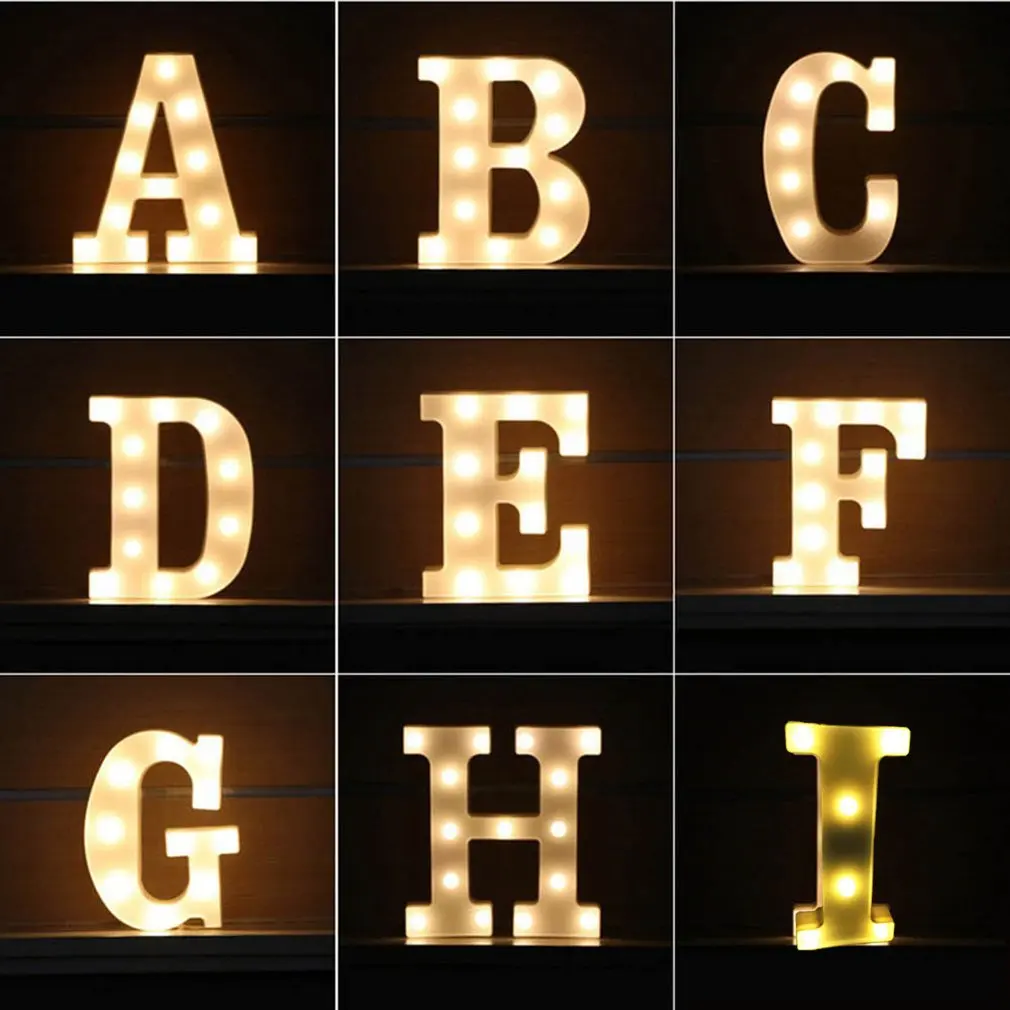

INS hot English letter light LED symbol modeling lamp wedding digital light birthday proposal white light