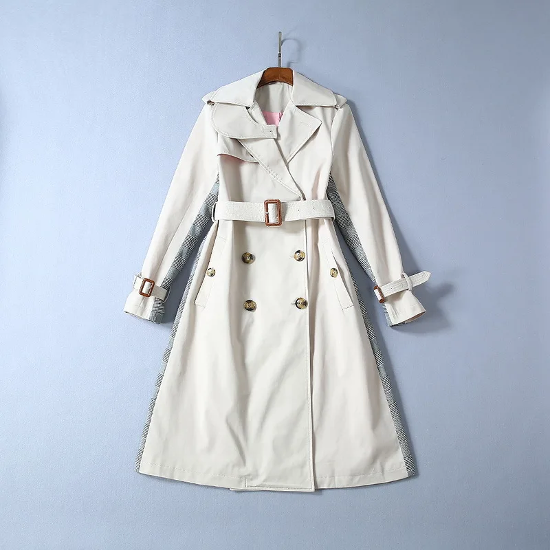 2019 осенне зимний женский элегантный двубортный Тренч шикарная Женская ветровка