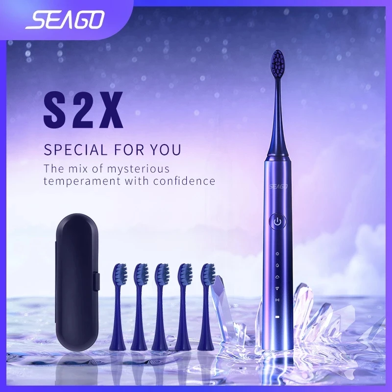 Seago электрическая зубная щетка градиентная фиолетовая 5 режимов Чистка