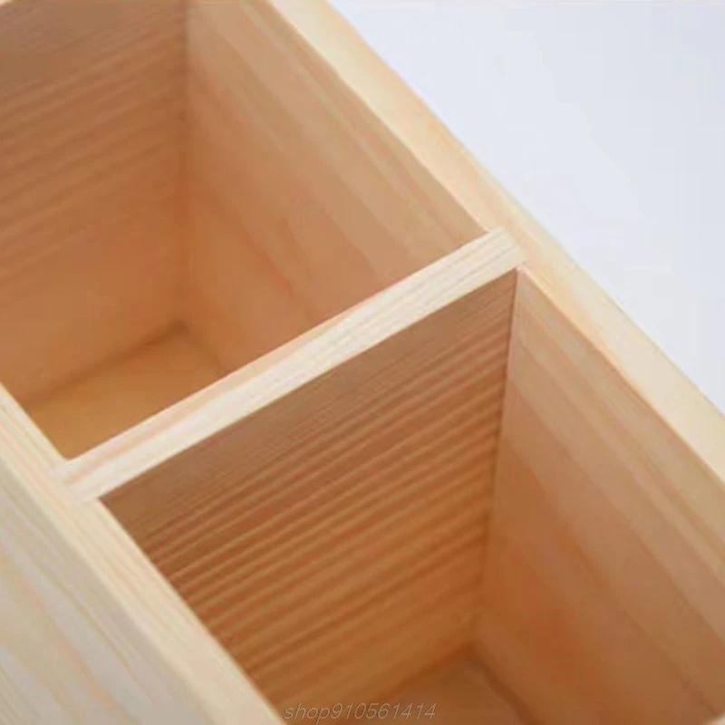

Wooden Remote Control Storage Pen Phone Holder 1/2 Grid Organizer Desktop Office Container J08 21 Dropshipping