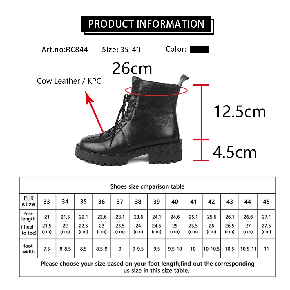 

RJN Genuine Leather Women Ankle Boots Lace Up Warm Winter Non-slip Rubber Platform Stylish 2020 New Women's Shoes RC844