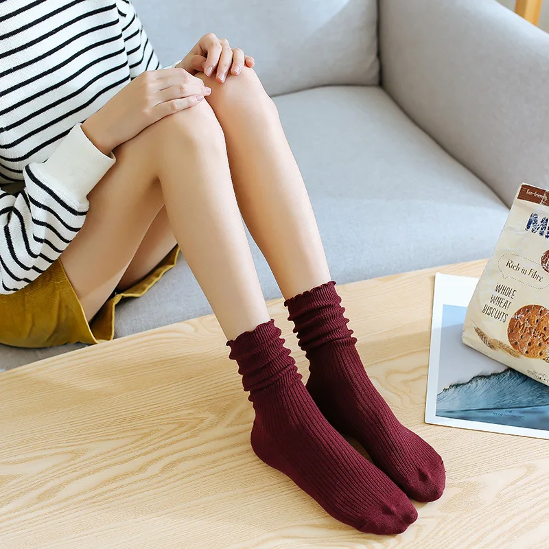 Модные мягкие хлопковые женские носки с кружевными оборками милые наивысшего
