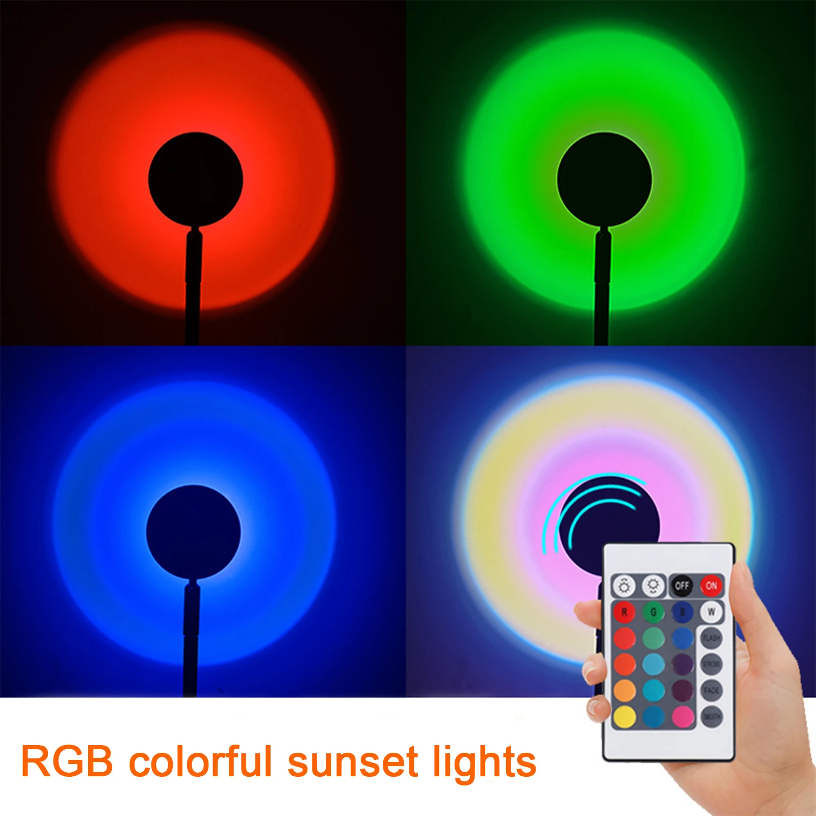 

RGB Sunset Projector Atmosphere Led Lamp 16 Color Usb Remote Control Rainbow Night Light Room Bar Coffee Store Wall Decoration