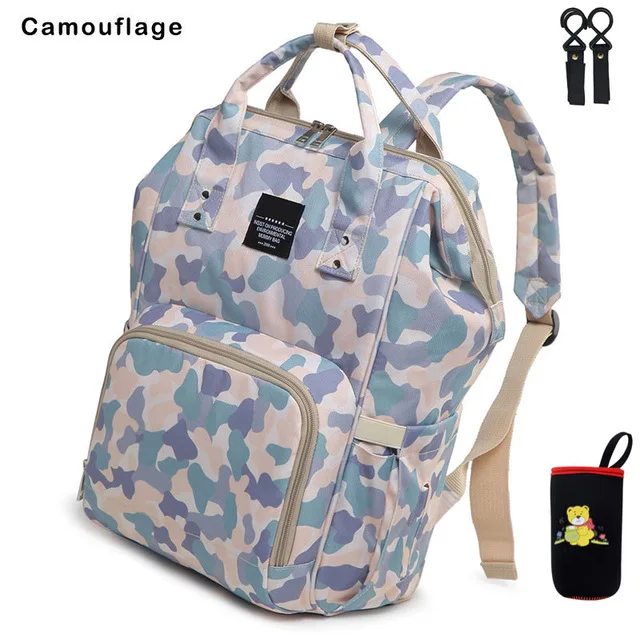 Camouflage Модная мама Материнство сумка для переноски подгузников Водонепроницаемый сумка для подгузников; рюкзак для путешествий USB большой Ёмкость сумка-рюкзак для ухода за ребенком - Цвет: Camouflage