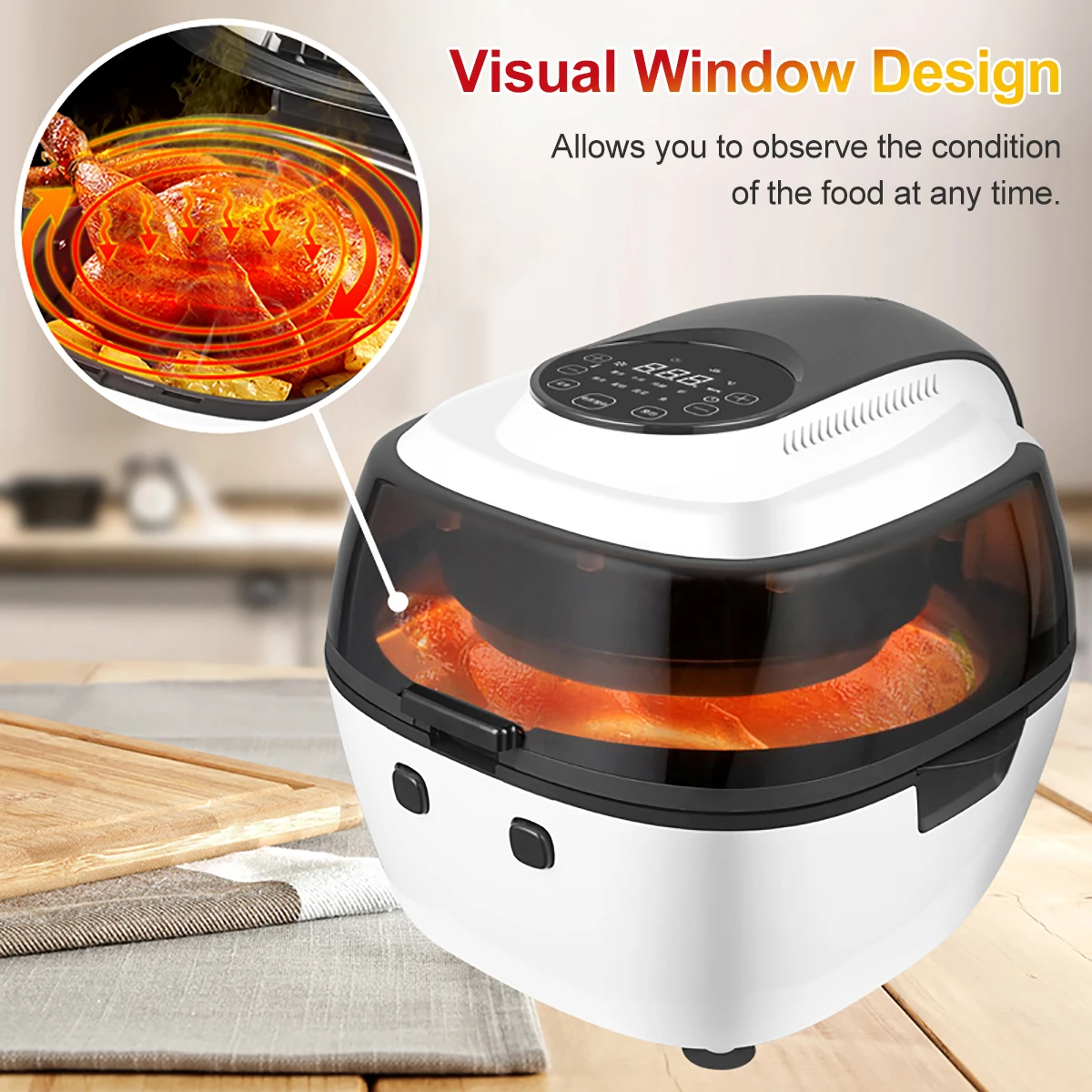 

6L Multifunction Air Fryer Oil free Intelligent Health Fryer Pizza Cooker Smart Touch LCD Electric Fryer Kitchen Cooking Tools