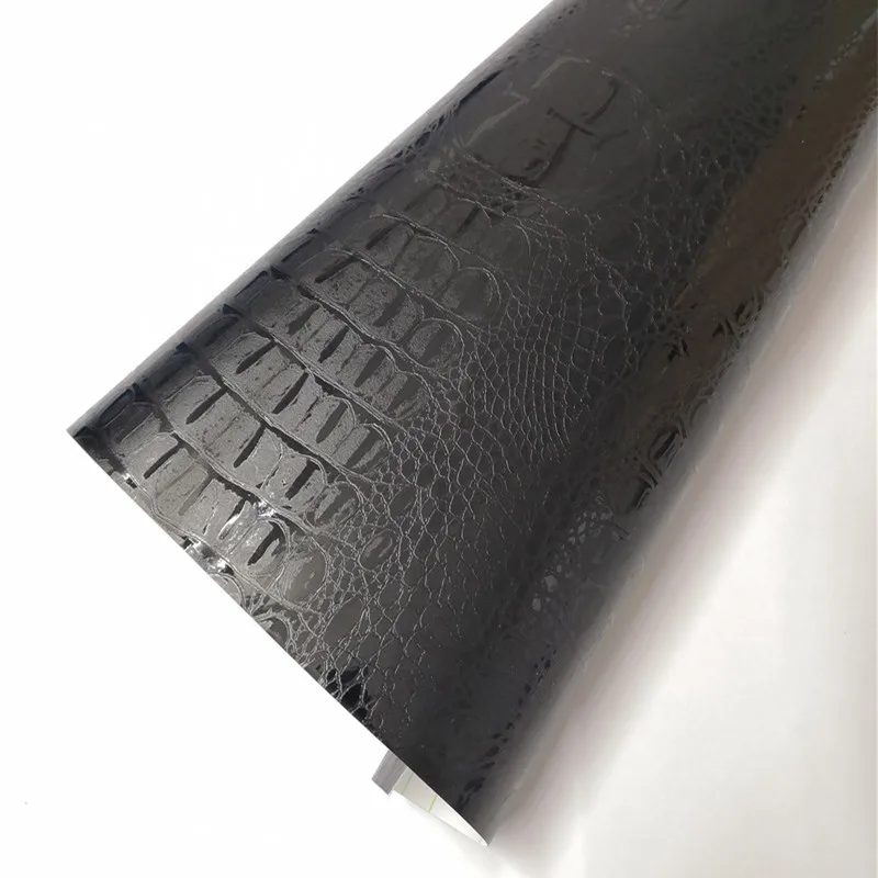 Black Crocodile Leather Grain Texture Vinyl Car Wrap Sticker Decal Film Adhesive Sticker Interior Car Styling Covering Wrapping