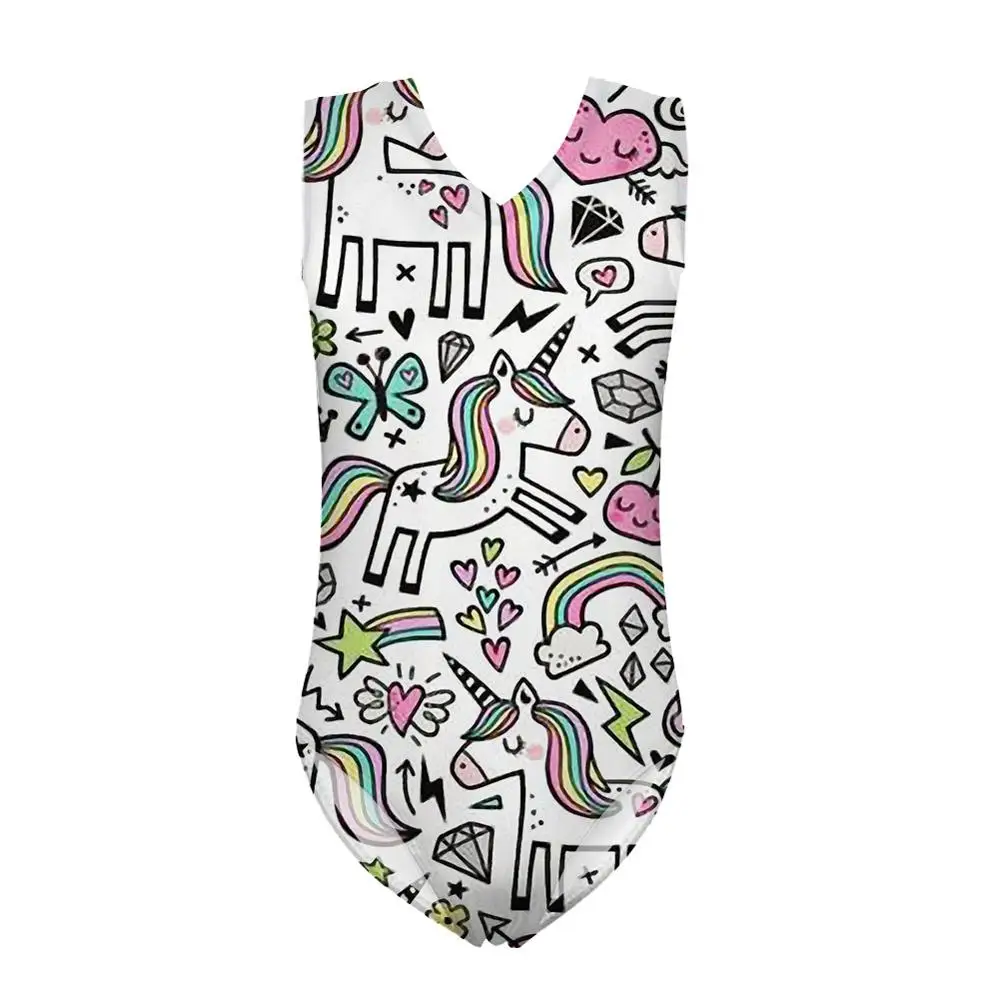 HYCOOL Cute Heart Shape Rainbow Unicorn Print Kids Swimwear Girls One Piece Suits Primary School Children Summer Bathing | Спорт и