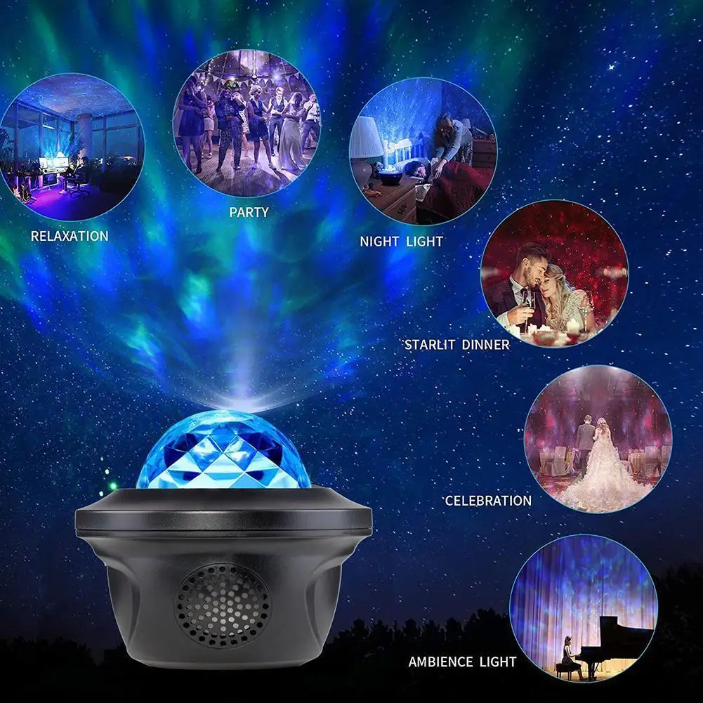 

Galaxy Projector Remote USB Bluetooth LED Music Colorful Ocean Night Light Projector Led Sky Starry Galaxy Decorations T4X9