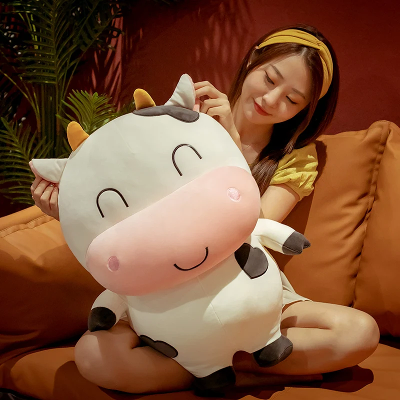 

Nice 35cm-65cm Cute Milk Cow Plush Stuffed Doll Lovely Cartoon Animal Cattle Toys for Children Kid Baby Birthday Christmas Gift