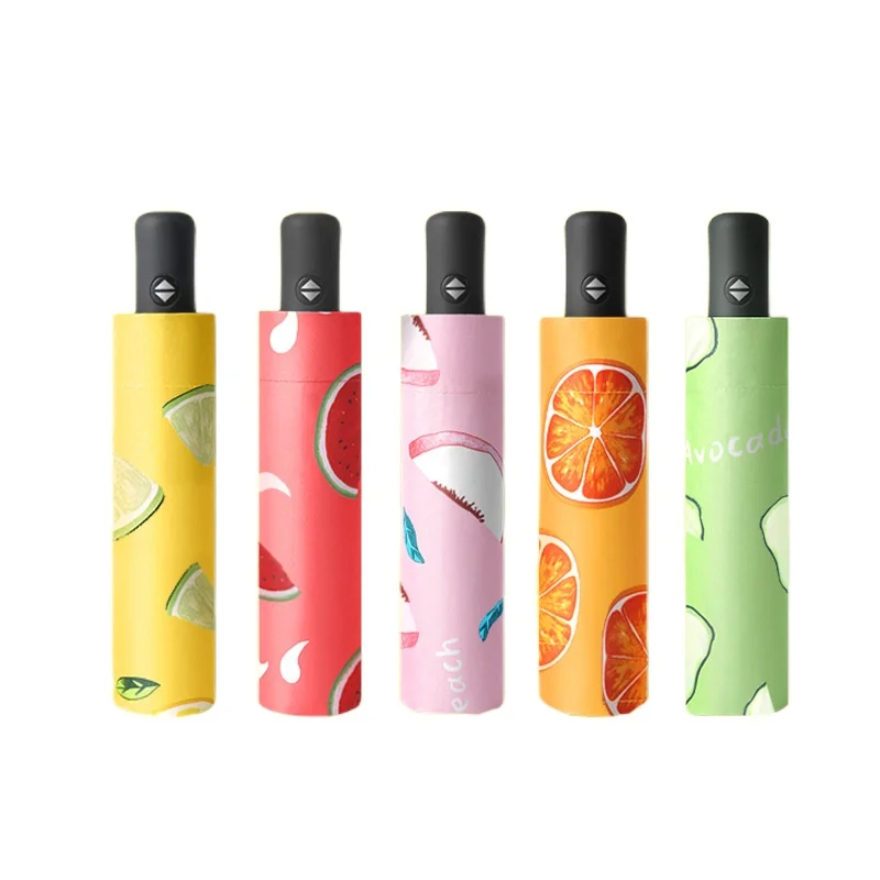 

Small fresh fruit umbrella black glue rain proof sunscreen sunny rain dual purpose sunshade anti ultraviolet folding umbrella