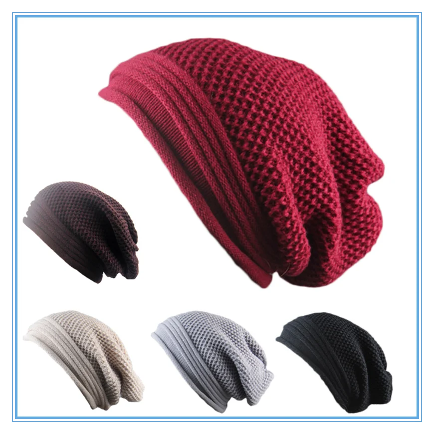 

Fashion Women's Winter Hat Knitted Hats For Women Warm Beanies Skullies Hat Slouchy Beanie for Men Ski Caps Soild Fold Skullies