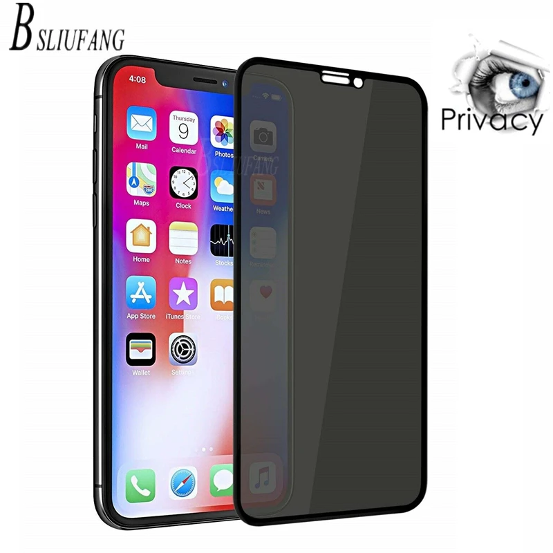 BSLIUFANG антишпионское закаленное стекло для iPhone X XS Max XR защита экрана конфиденциальности Защитная стеклянная пленка для iPhone 6 7 8 Plus