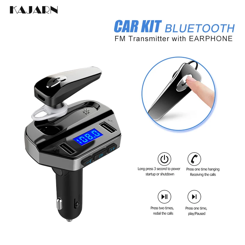 KAJARN FM передатчик Bluetooth Автомобильный mp3 плеер Радио Аудио адаптер беспроводной