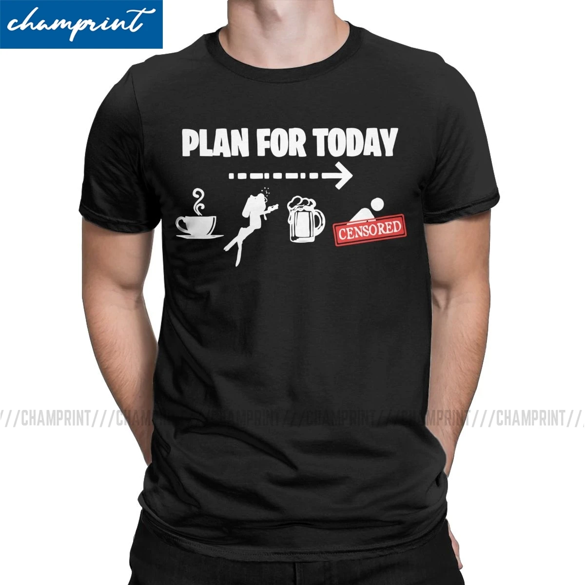 

Casual Plan For Today Funny Coffe Dive Beer Sex T-Shirt Men Crew Neck T Shirts Diving Freediving Tee Shirt 5XL 6XL Clothes