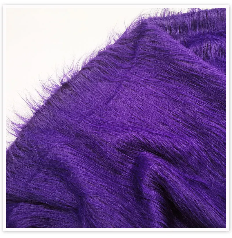 Luxury purple 9cm plush faux fur fabric for winter coat vest stage cosplay decor long fur fabric tissue DIY 150*50cm 1pc SP5419
