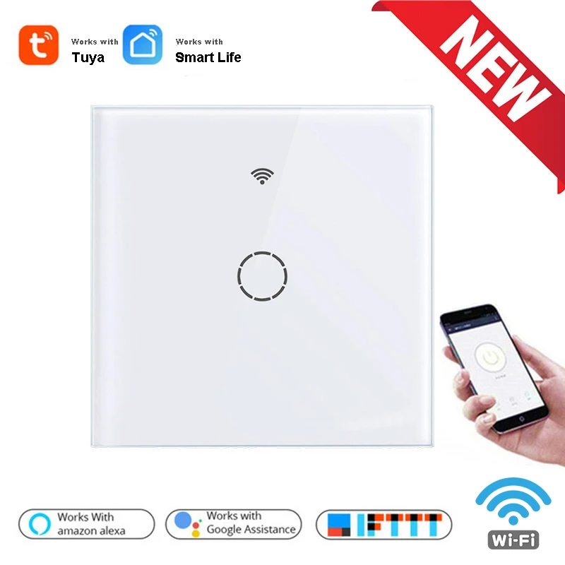 

Wifi Wall Touch Switch EU No Neutral Wire Required Smart Light Switch 1 2 3 Gang 220V Tuya Smart Home Support Alexa Google Home