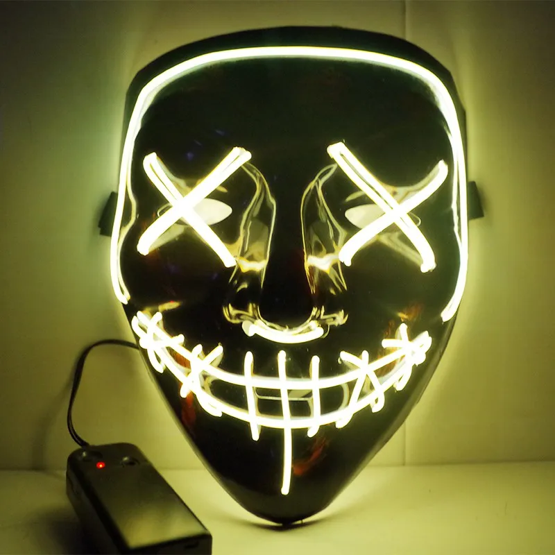 Хэллоуин пугающая маска Косплэй Led костюм Страшные светящиеся Masker светильник для