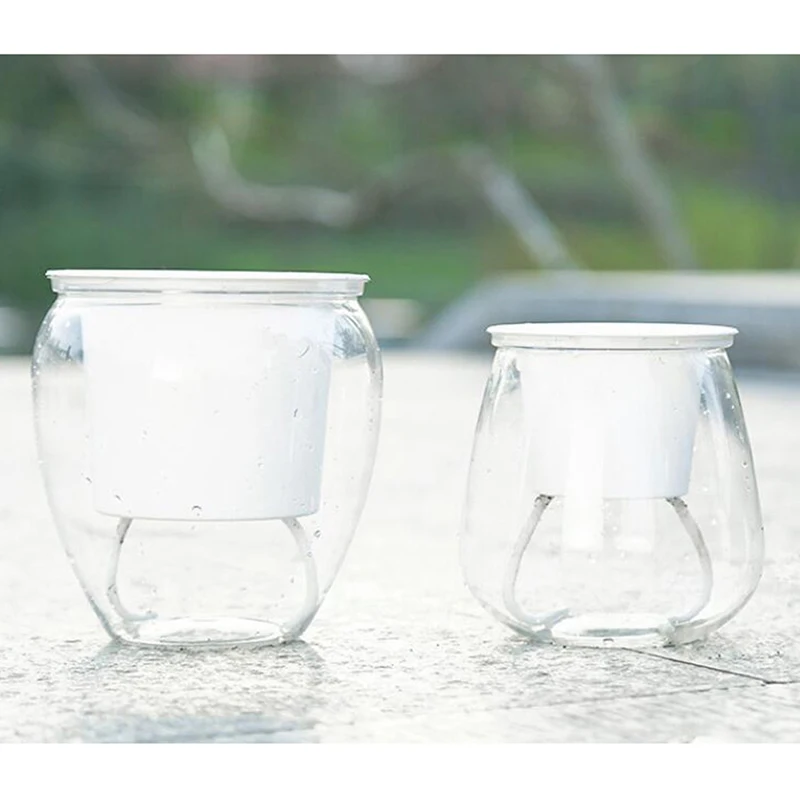 

1 шт. автоматический цветочный горшок, прозрачный пластиковый цветочный горшок для хранения воды для суккулентов, трав, африканских цветов