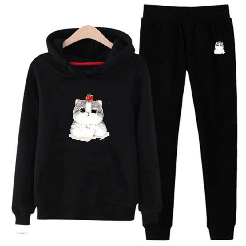 Женский спортивный костюм t07 из двух предметов Повседневная Толстовка с