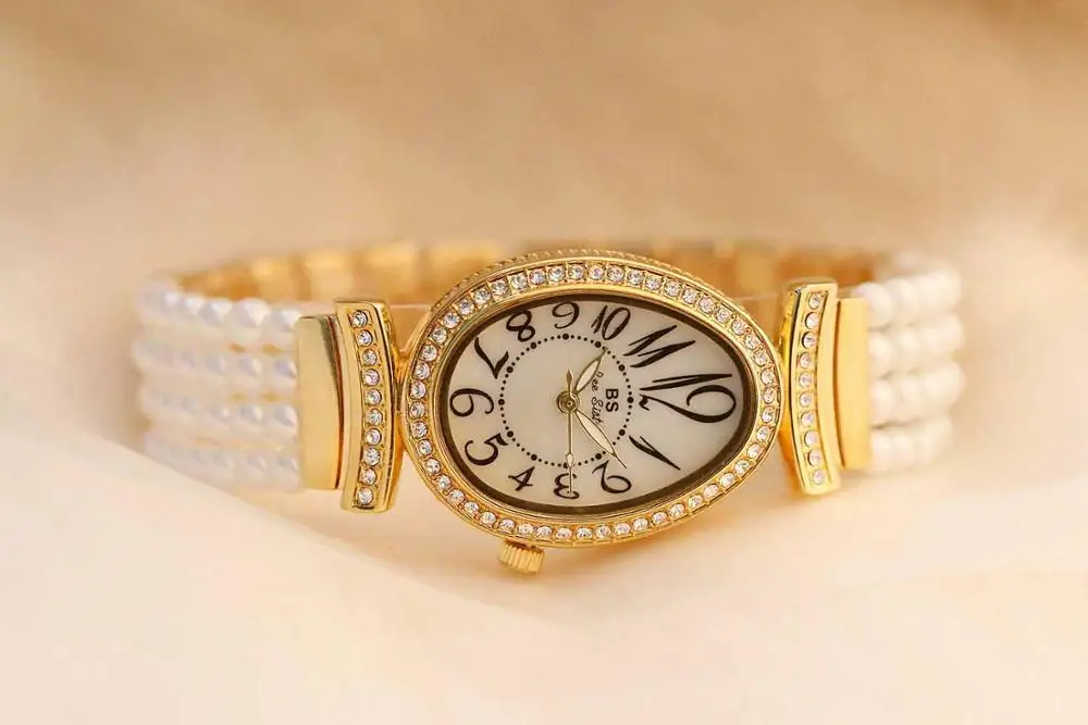 Relogio feminino Топ бренд женские часы Роскошные элегантные нарядные часы женские жемчужные наручные часы zegarek meski - Цвет: Gold