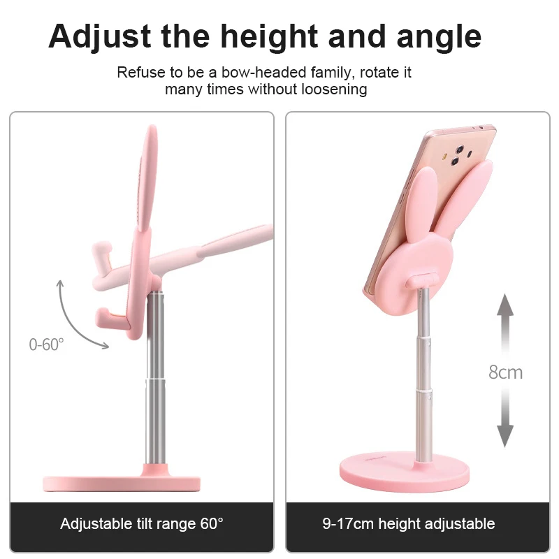 cute desk mobile phone holder stand for iphone ipad metal desktop tablet holder adjustable table cell foldable extend support free global shipping