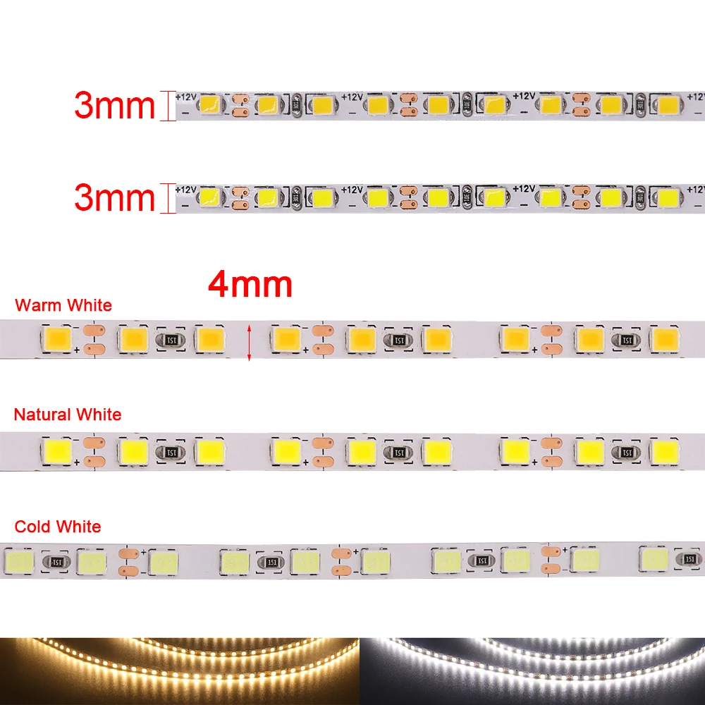 

5m LED Strip 2835 SMD 120LEDs/m DC12V 4MM Flexible LED Rope Ribbon Tape LED Light Lamp 3mm SMD 2025 LED Strip