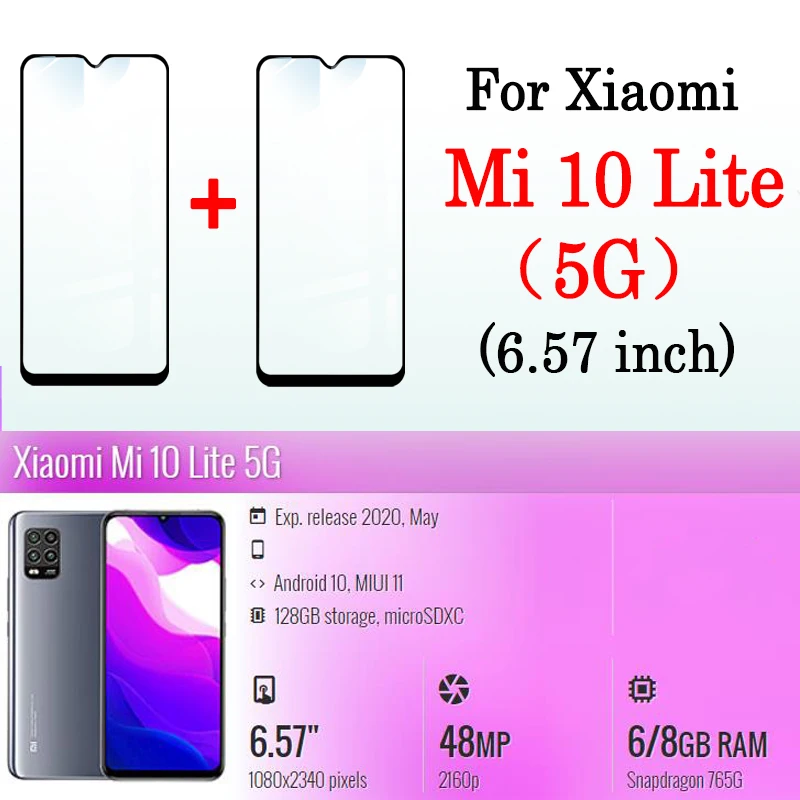 Для xiaomi mi 10 lite защитное стекло mi10 5g защита для экрана свет mi10lite ksiomi защитный лист