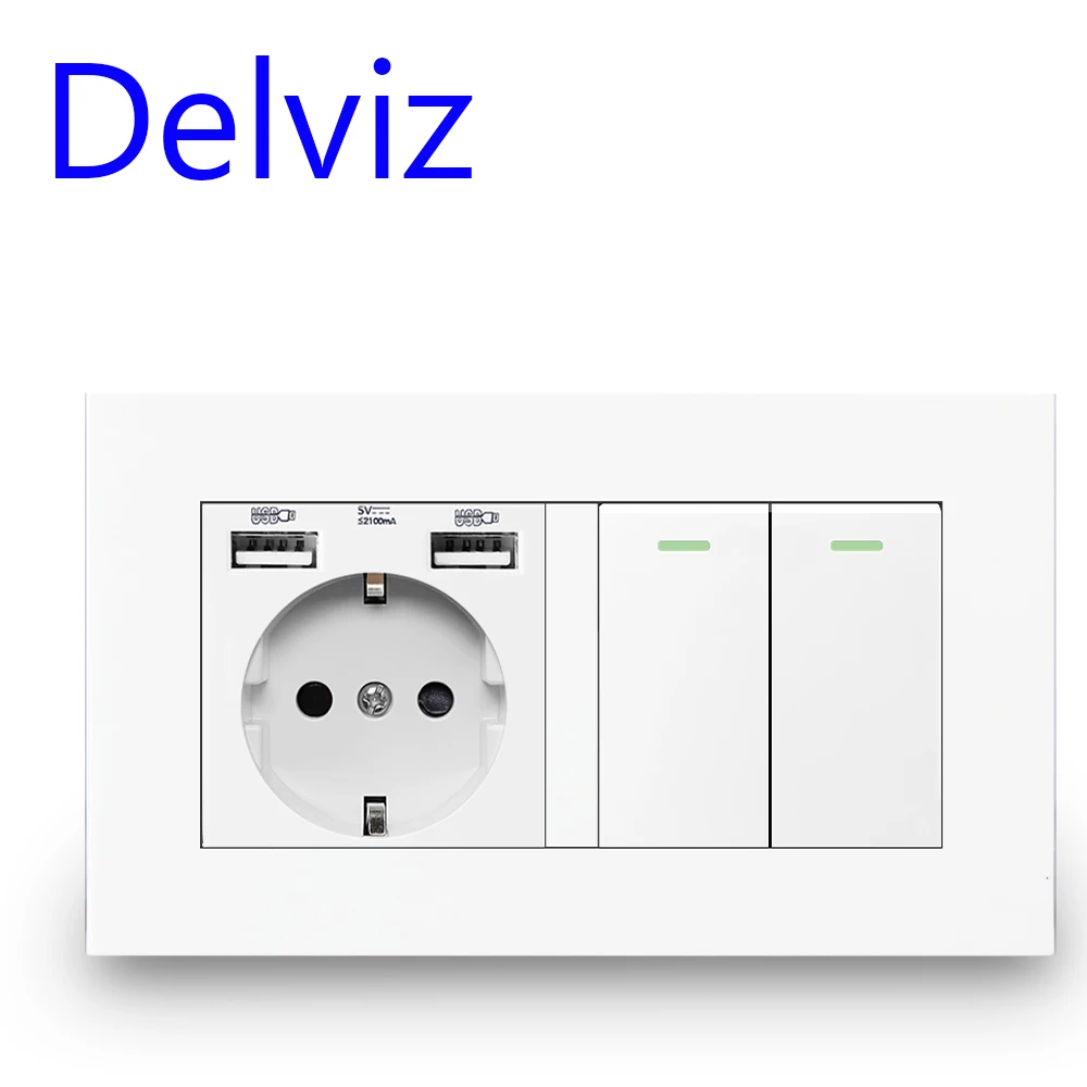 Delviz tomada de interruptor padrão da ue,