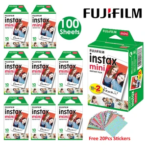 Fujifilm Instax Mini Film White 10 20 40 60 80 100 листов для FUJI Instant Photo Camera Mini 11 Mini 9 8 7s 70 + Бесплатные наклейки