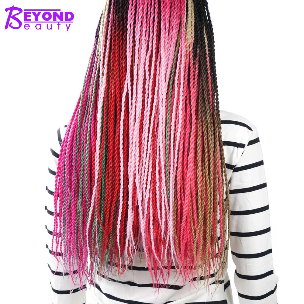 26 Color Ombre Senegalese Twist Crochet Hair Extension 24 Inch Braids Synthetic Braiding For African Woman Bulk |