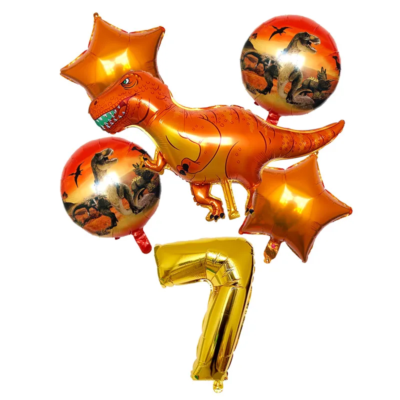 6 шт./компл. большой динозавр фольги Воздушные шары Зеленый Красный номер День