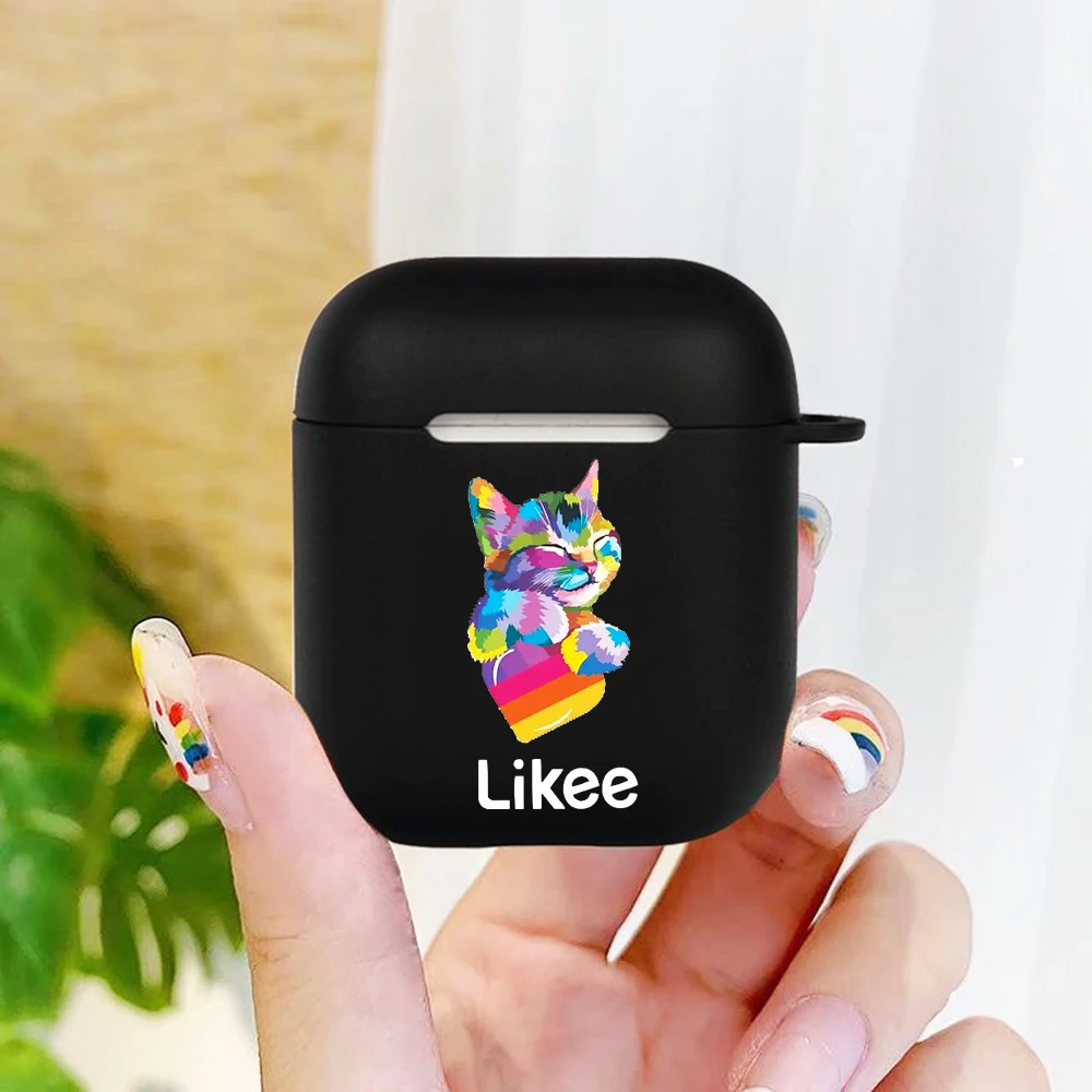

cute cartoon Likee Funny cat bear Earphone Case Charging Box Case For Apple AirPods 2 1 soft Black Protective Cover Accessories