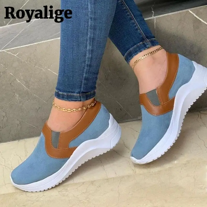 Кроссовки женские на платформе без шнуровки Вулканизированная подошва