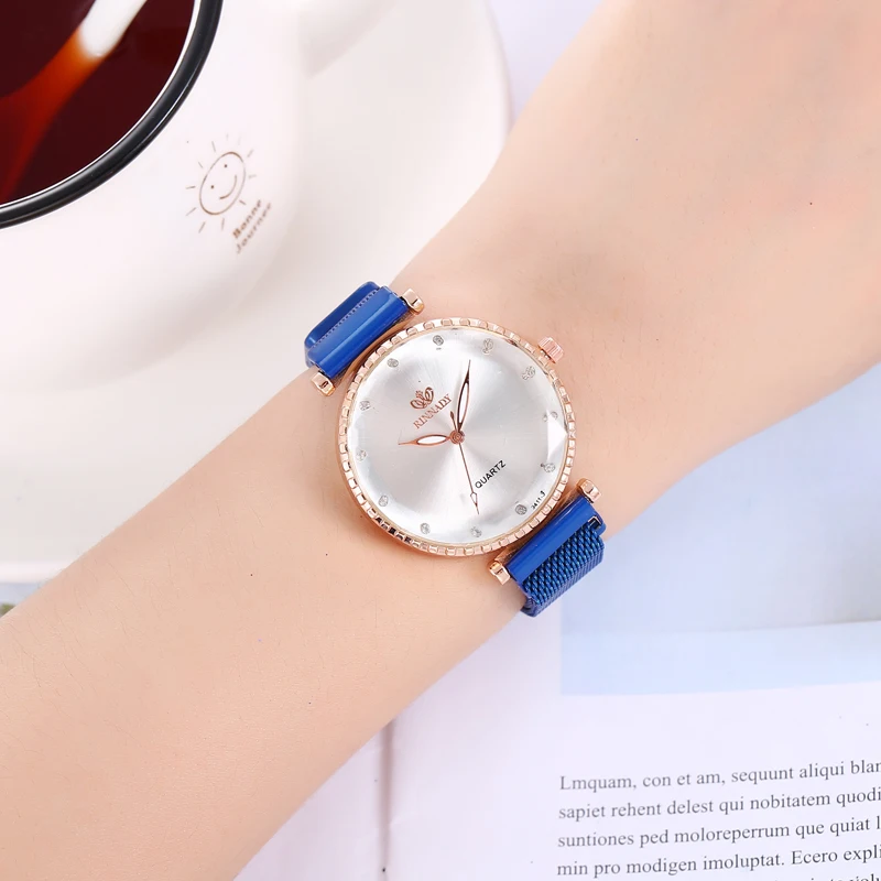 2020 новые модные женские часы минимализм бриллиантовый циферблат сетка магнит Starp