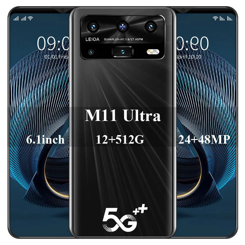 

Hot Sales M11 UItra 6.1 Inch 12+512G 24MP+48MP Smartphone 5G 8 Core MT6889 5000MAH Face Finger ID Android 10 Dual SIM Global
