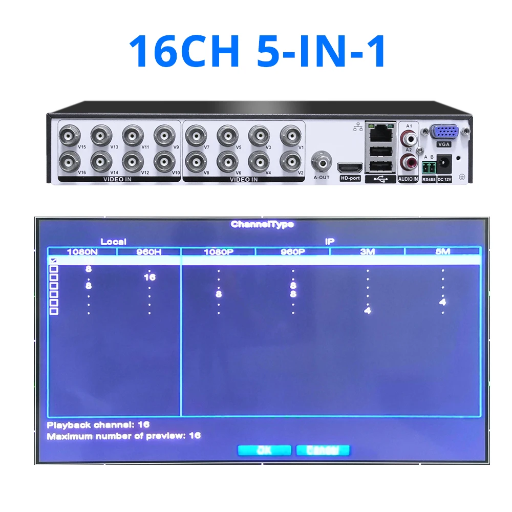 Hiseeu16CH 5в1 AHD DVR для CVBS TVI аналоговая IP камера CCTV NVR P2P Облако H.264 VGA HDMI система