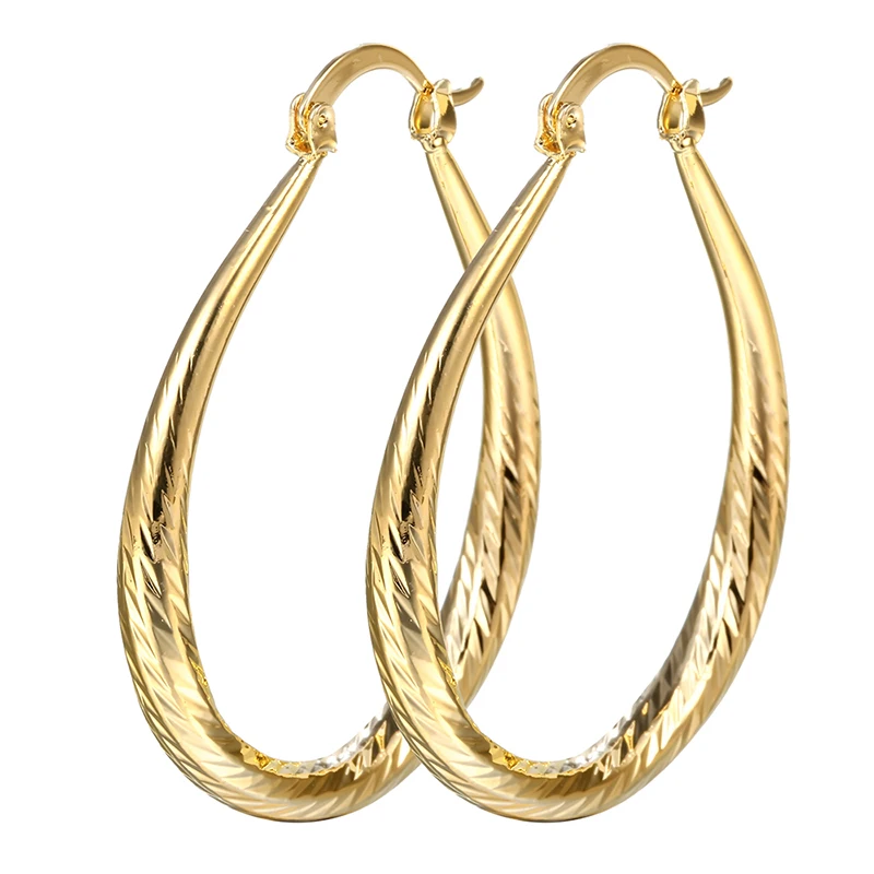

Luxury Women Gold Color Hoop Earrings Classic Lady Statement Earring Fashion Jewelry for Female Wedding Anniversary Gift