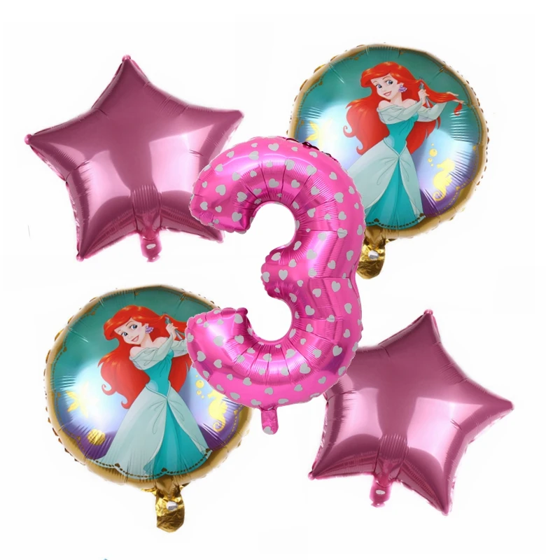 5 шт. 32-дюймовые круглые Мультяшные шарики Ариэль принцесса Русалка