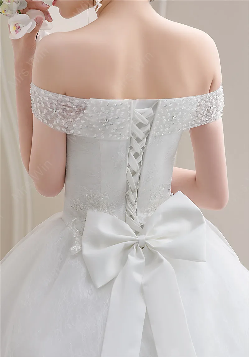 2021 Новый светильник свадебное платье с открытыми плечами вырез лодочкой бальное