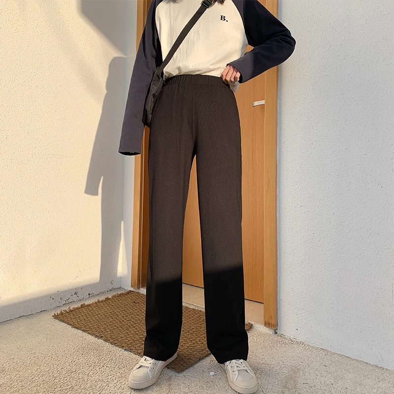 Брюки тонкие трикотажные для мытья полов штаны студентов с высокой талией прямые